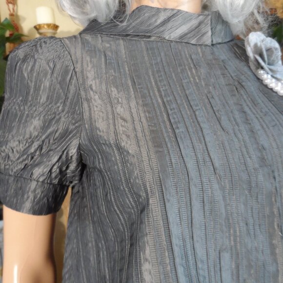 New Moschino CheapandChic Dark Gray Textured Silk Skirt Suit w/Back Bow Size 6 - Picture 6 of 16